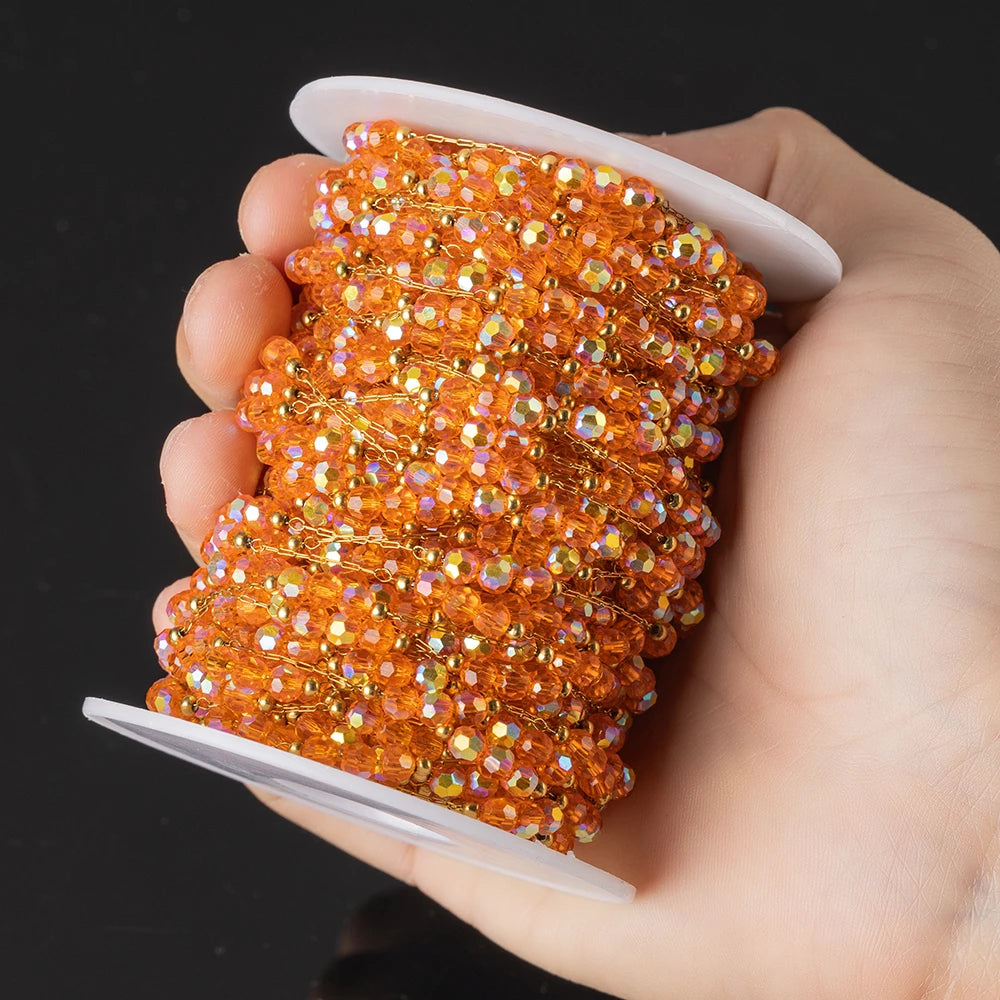 1Meter Stainless Steel Colorful Crystal Beading Chain for DIY