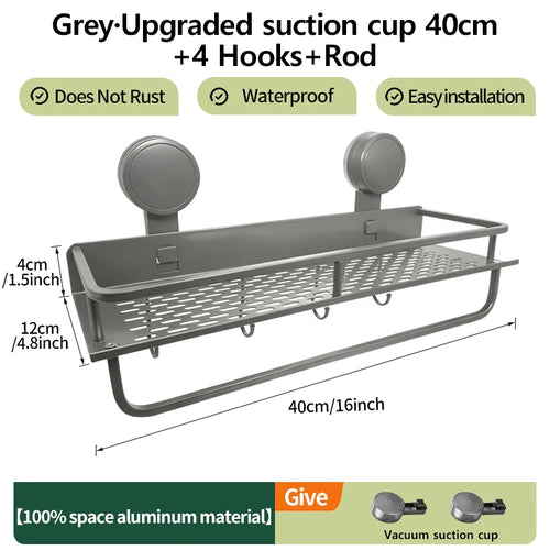 Multifunctional Suction Cup Rack Kitchen Utensils Storage Wall Mounted