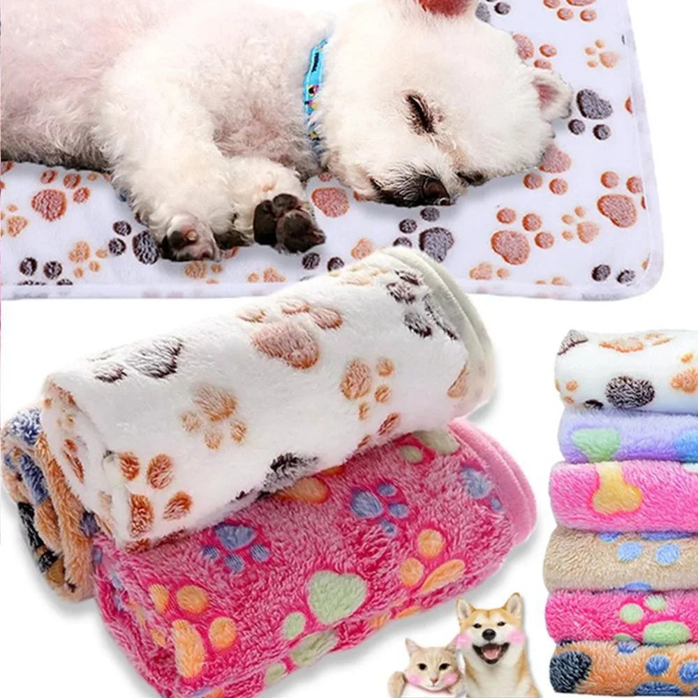 Soft Fluffy High Quality Pet Blanket Cozy Cartoon Pattern Mat Warm