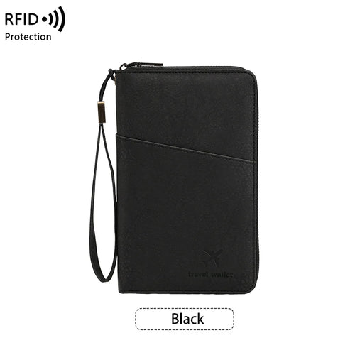 Multi-Functional RFID Blocking Passport Holder, Long Zipper Travel