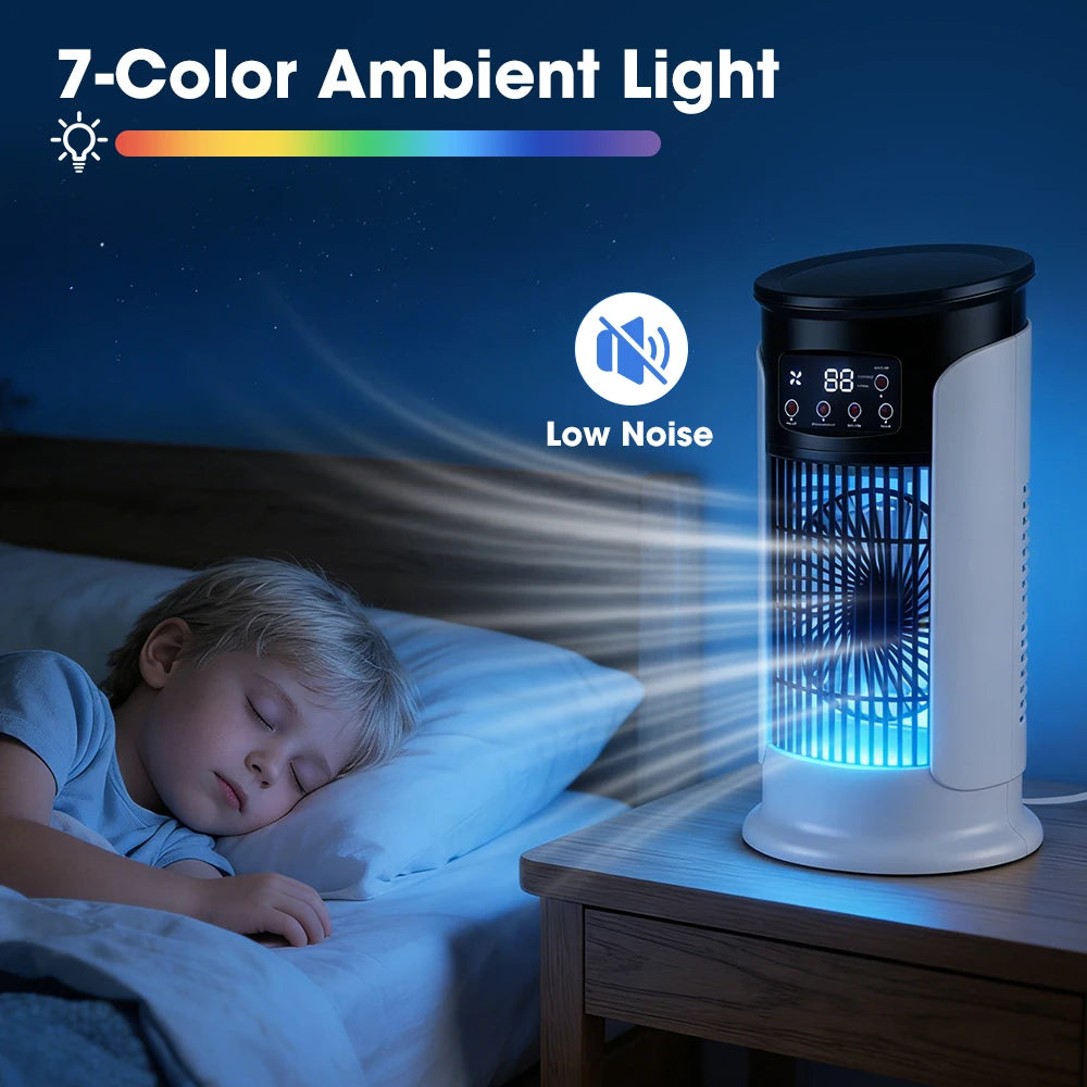 3 in 1 Portable Air Cooler with Humidifier 6 Wind Speed Fast Cooling