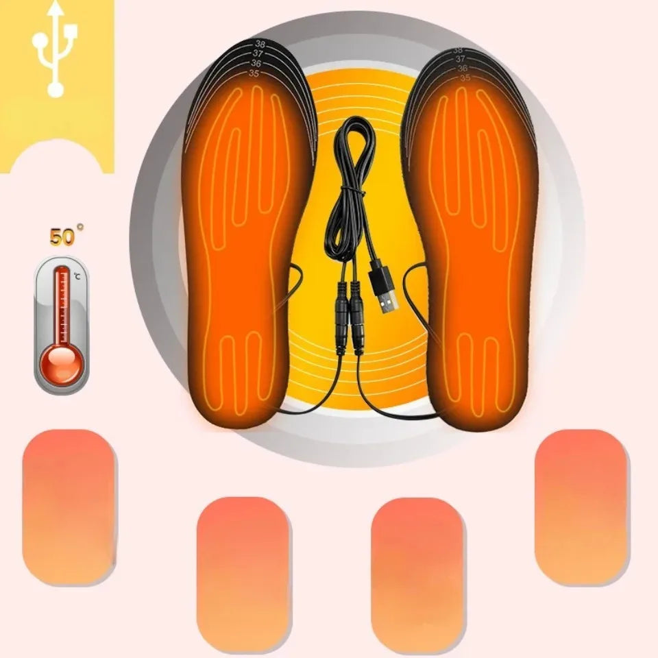 USB Rechargeable Heated Insoles for Winter Customizable Electric Shoe